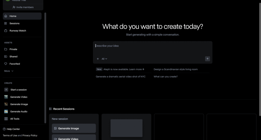 Screenshot of the Dashboard of Midjourney