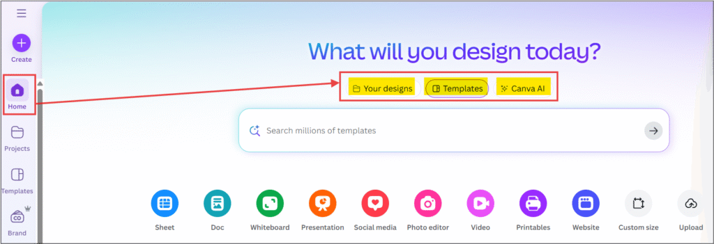 "Canva getting started guide – choose template, customize with drag-and-drop editor, and export design easily."