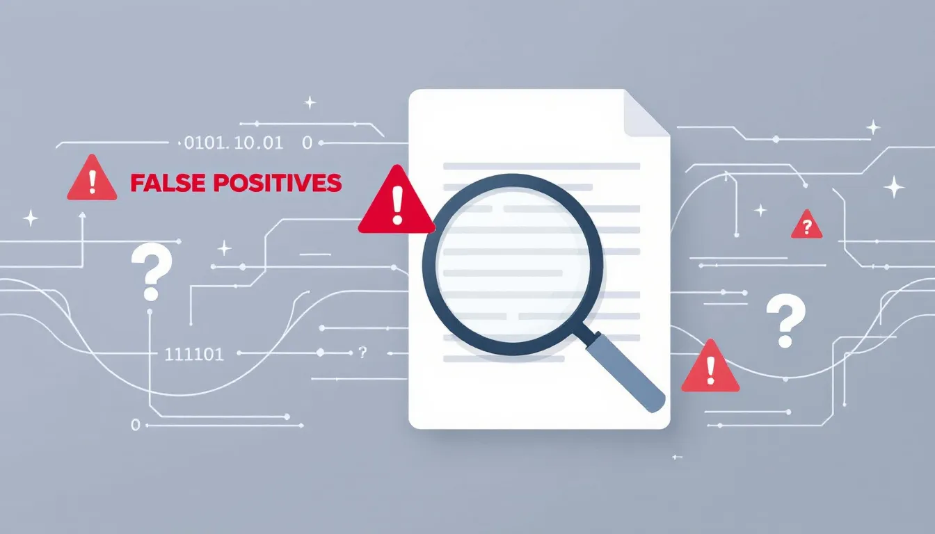 An illustration representing the limitations of Turnitin's AI detection capabilities, including false positives.