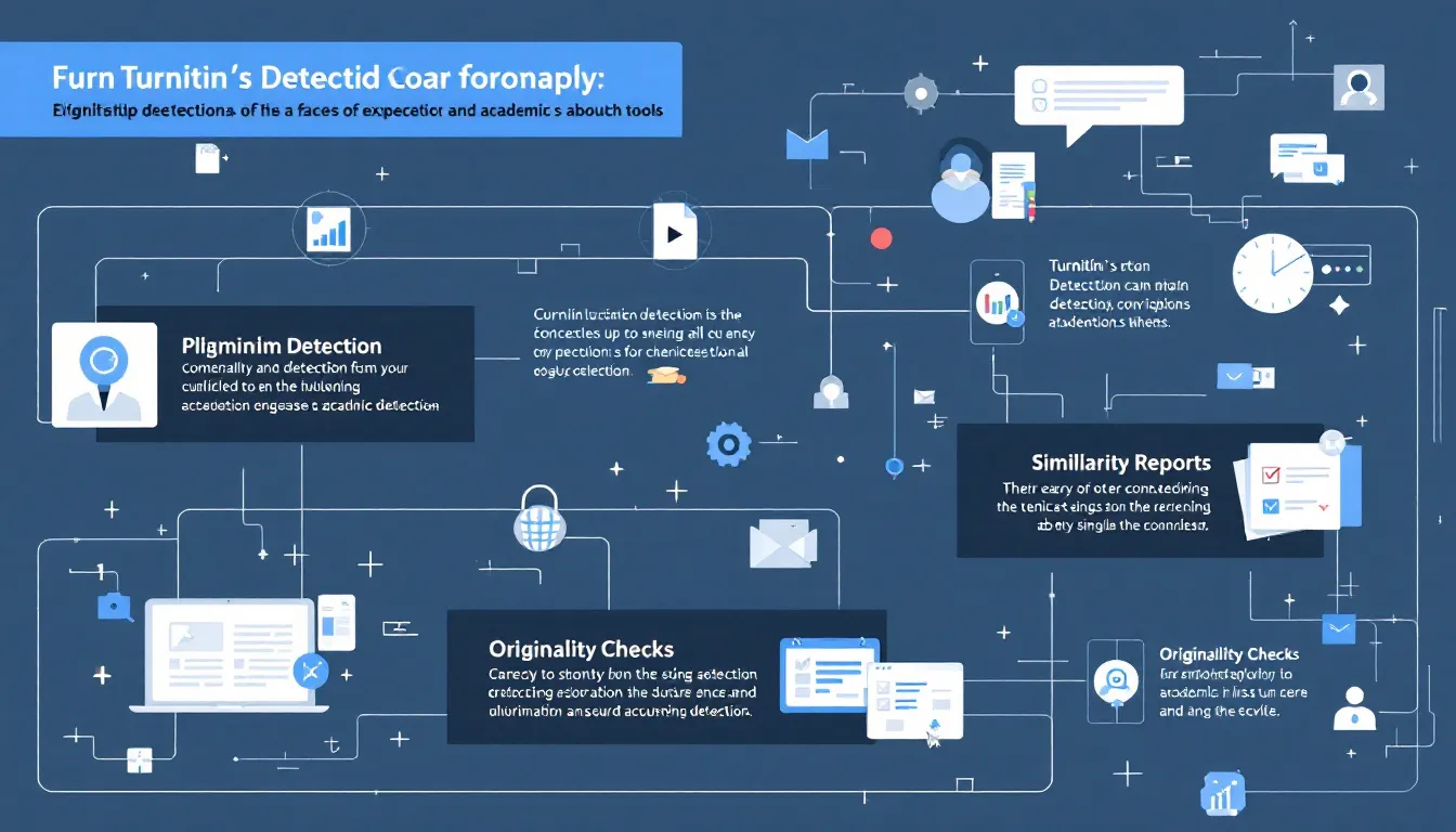 An illustration showing the functionality of Turnitin's detection tools, highlighting academic integrity.