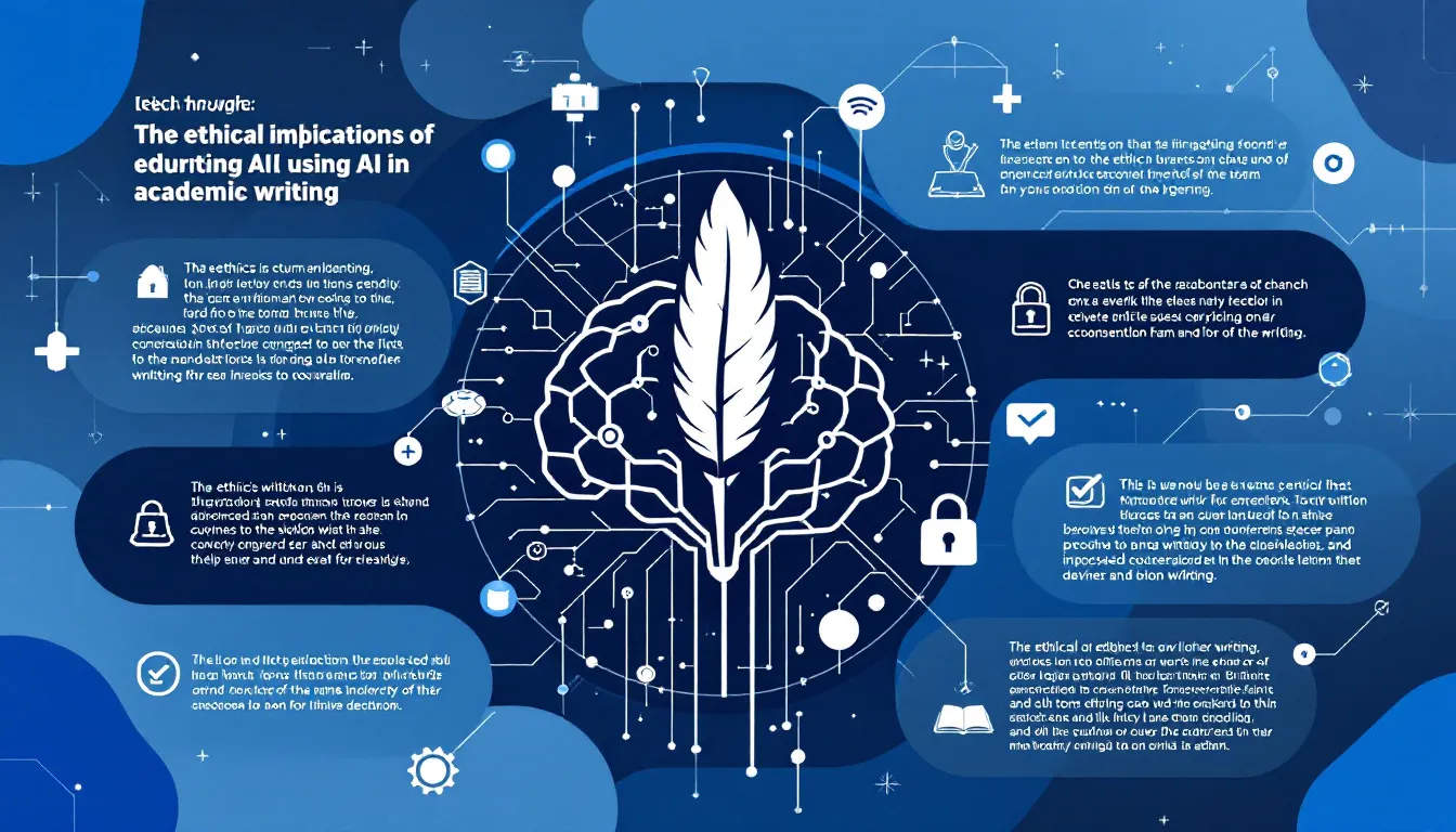 A graphic emphasizing the ethical implications of using AI in academic writing, focusing on academic integrity.