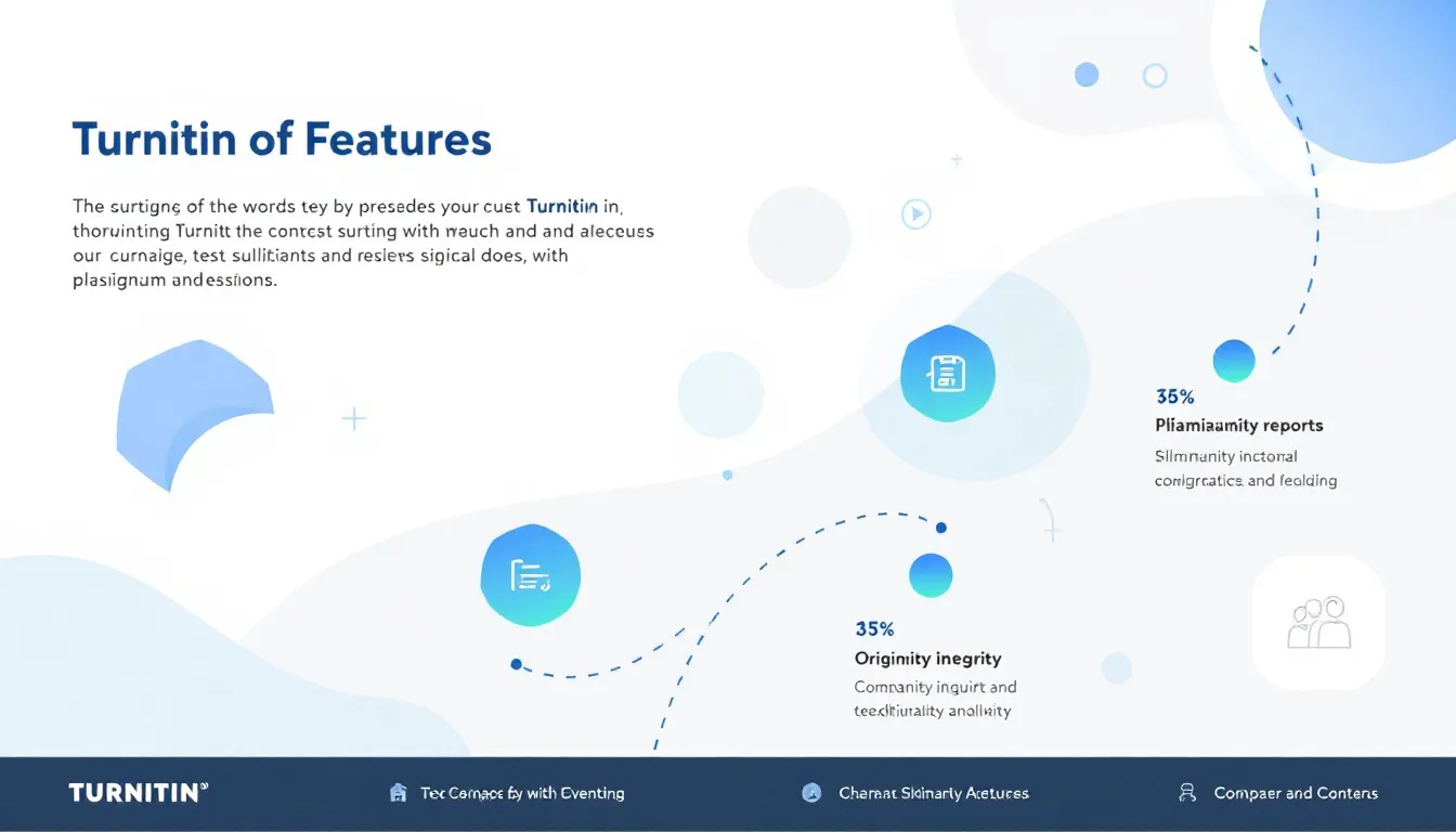 A visual representation of the key features of Turnitin, including a similarity report.